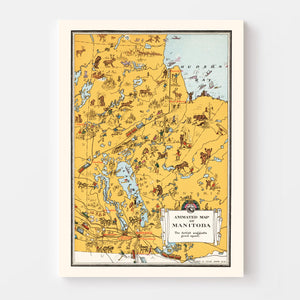 Vintage Animated Map of Manitoba, Canada 1929