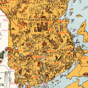 Vintage Animated Map of New Brunswick, Canada 1929