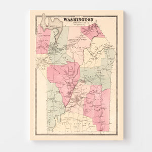 Vintage Map of Washington, Connecticut 1867