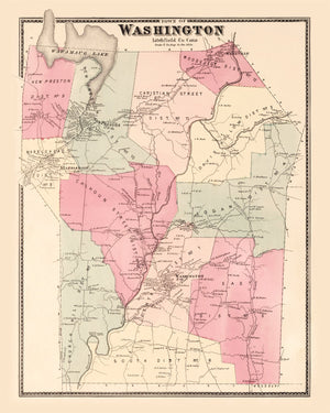 Vintage Map of Washington, Connecticut 1867