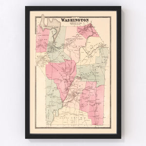 Vintage Map of Washington, Connecticut 1867