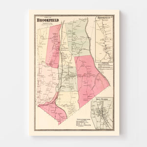 Vintage Map of Brookfield, Connecticut 1867