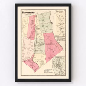 Vintage Map of Brookfield, Connecticut 1867