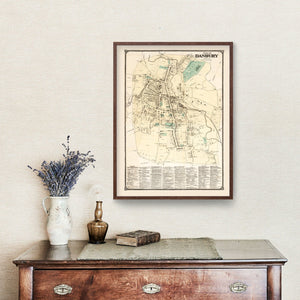 Vintage Map of Danbury, Connecticut 1867