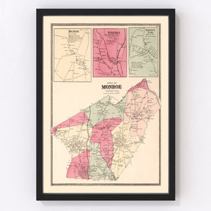 Vintage Map of Monroe, Connecticut 1867