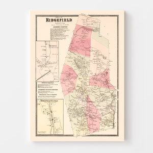 Vintage Map of Titticus, Connecticut 1867