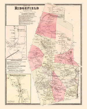 Vintage Map of Titticus, Connecticut 1867