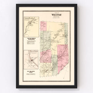 Vintage Map of Lyons Plains, Connecticut 1867