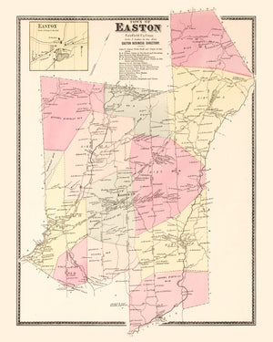 Vintage Map of Easton, Connecticut 1867