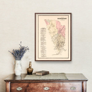 Vintage Map of Bridgeport, Connecticut 1867