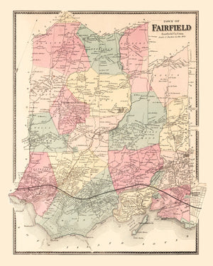 Vintage Map of Fairfield, Connecticut 1867