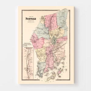 Vintage Map of Winnipauk, Connecticut 1867