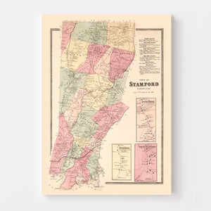 Vintage Map of Long Ridge, Connecticut 1867