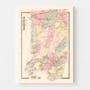 Vintage Map of Greenwich, Connecticut 1867