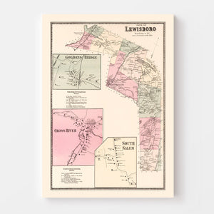 Vintage Map of Golden's Bridge, New York 1867