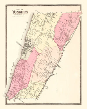 Vintage Map of Yonkers, New York 1867