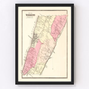Vintage Map of Yonkers, New York 1867