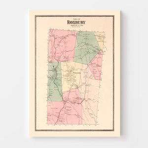 Vintage Map of Roxbury, Connecticut 1867