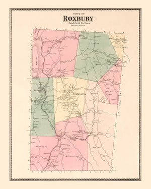 Vintage Map of Roxbury, Connecticut 1867