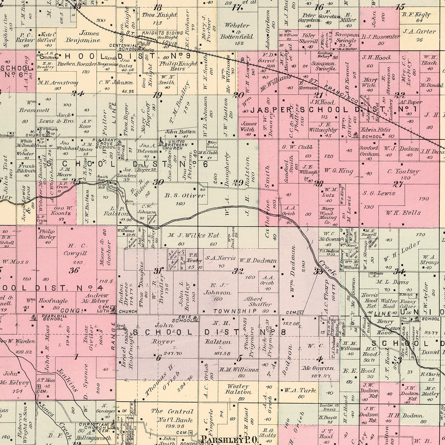 Vintage Map of Union Township, Jasper County, Missouri 1895
