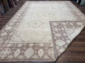 Modern Pakistani Peshawar Rug 10x13, Neutral Colors, Vintage Rug for Modern Home