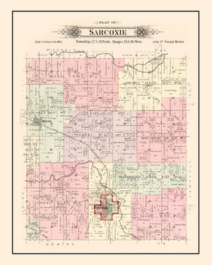 Vintage Map of Sarcoxie Township, Jasper County, Missouri 1895