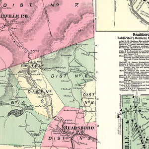 Vintage Map of Readsboro Township, Bennington County, Vermont 1869