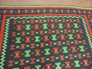 4' X 5' Vintage Handmade South American Kilim Flat Weave Blanket Rug Colorful