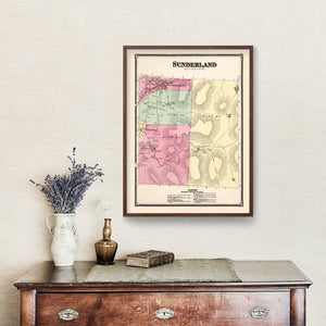 Vintage Map of Sunderland Township, Bennington County, Vermont 1869