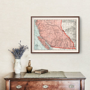 Vintage Map of British Columbia Canada, 1925