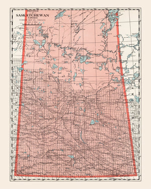 Vintage Map of Saskatchewan Canada, 1925