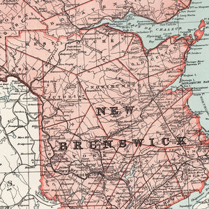 Vintage Map of New Brunswick Canada, 1925