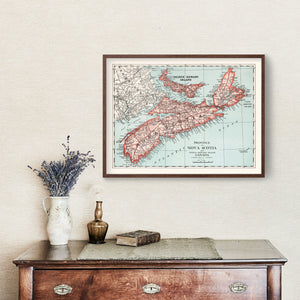 Vintage Map of Nova Scotia Canada, 1925