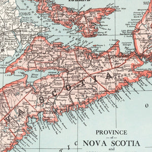 Vintage Map of Nova Scotia Canada, 1925