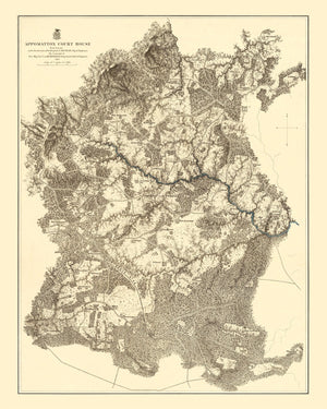 Vintage Map of the Battle of Appomattox Court House, 1869