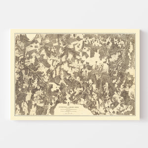 Vintage Map of the Battle of Jetersville & Sailors Creek, 1869