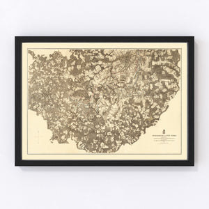 Vintage Map of the Battle of Petersburg & Five Forks, 1869