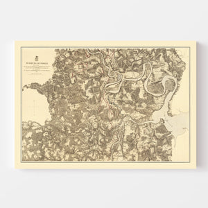 Vintage Map of the Battle of Bermuda Hundred, 1869