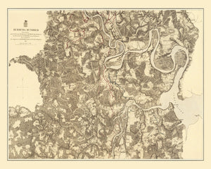 Vintage Map of the Battle of Bermuda Hundred, 1869