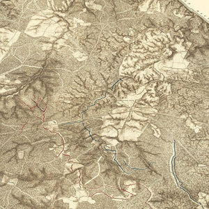 Vintage Wilderness Map of Virginia 1869