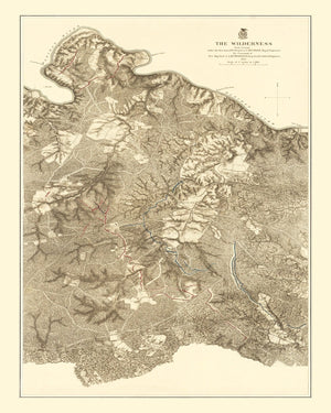 Vintage Wilderness Map of Virginia 1869