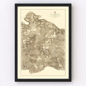 Vintage Wilderness Map of Virginia 1869