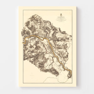 Vintage Map of the Battle of Fredericksburg, 1869