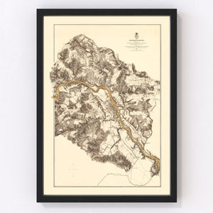Vintage Map of the Battle of Fredericksburg, 1869