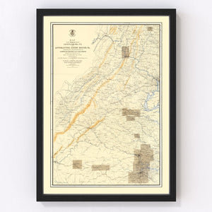 Vintage Map of the Gettysburg Pennsylvania Region, 1869