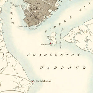 Vintage Map of Charleston, South Carolina 1857