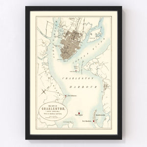 Vintage Map of Charleston, South Carolina 1857