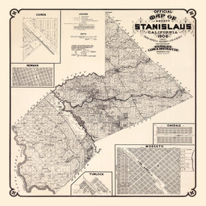 Vintage Map of Stanislaus County, California 1906