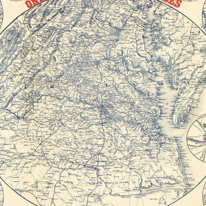 Vintage Map of the Richmond Virginia Region, 1864