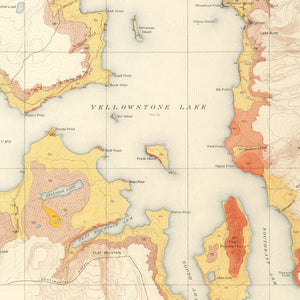 Vintage Map of Yellowstone Lake 1904